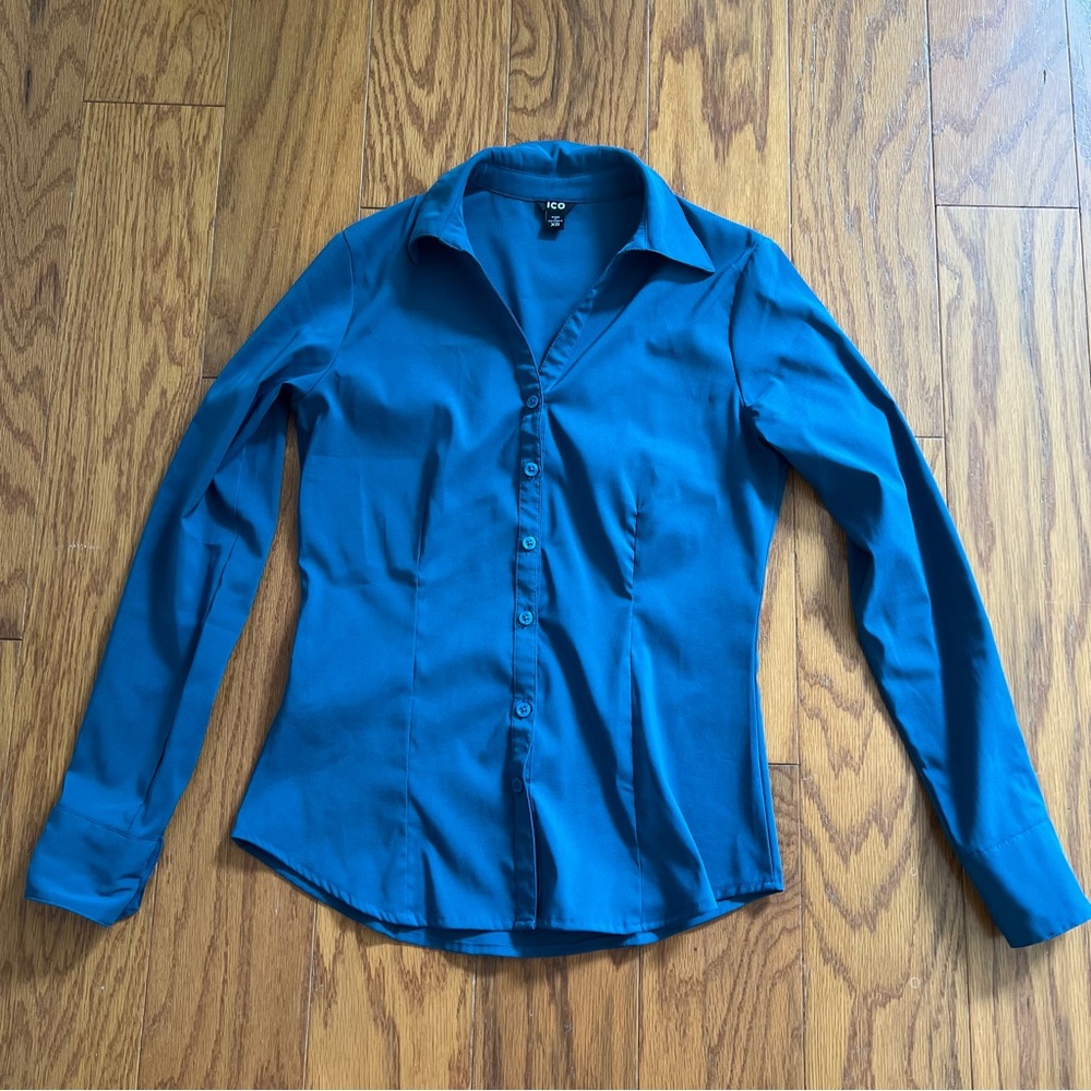Ico uniform Blue Shirt long sleeve XS extra small work attire professional